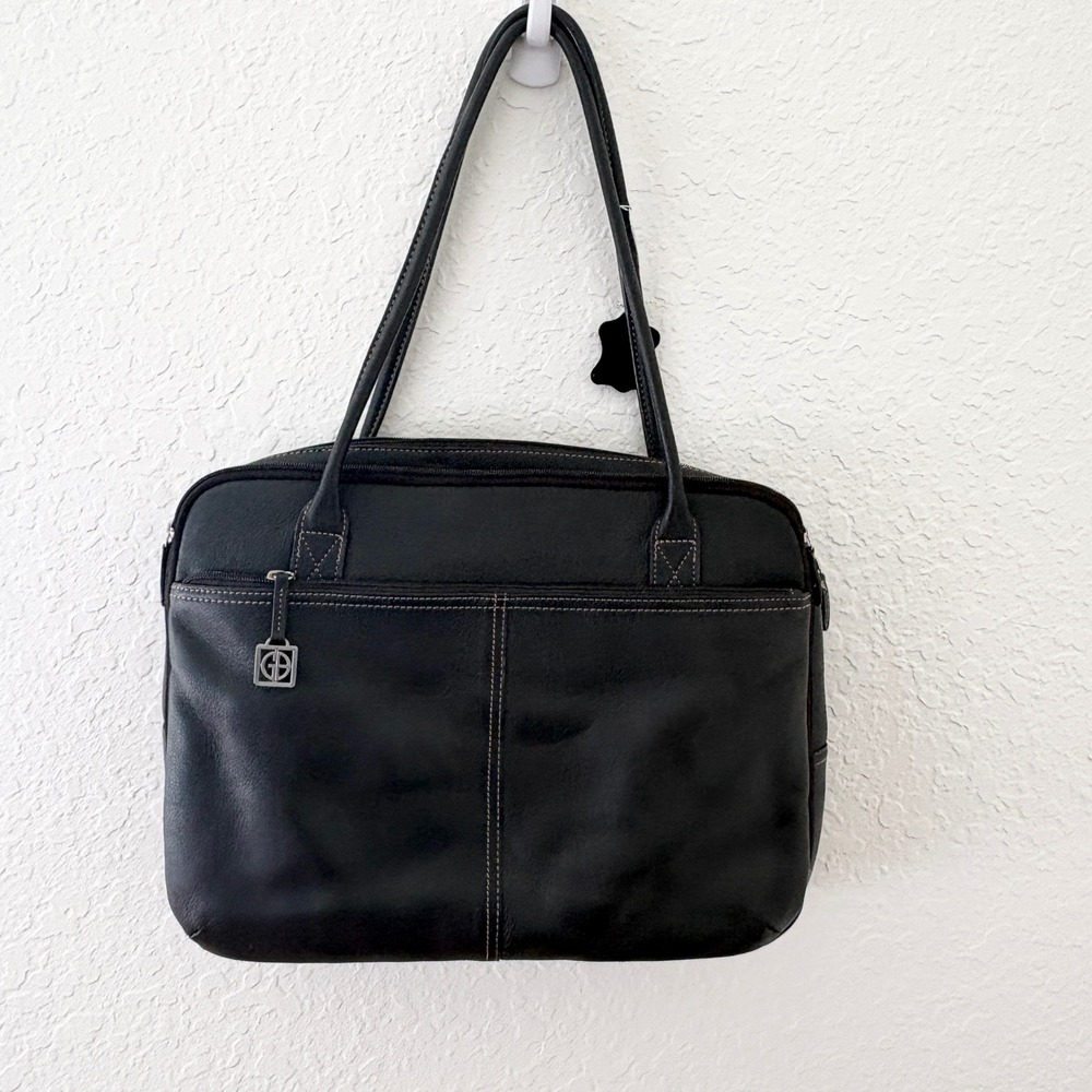 Giani Bernini Laptop Tote Bag Multi-Compartment Leather, Womens Large Black